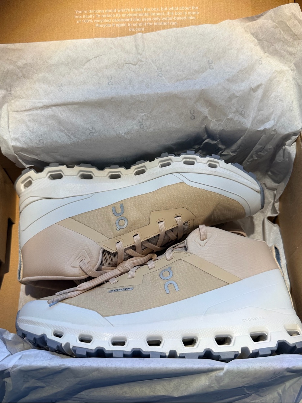 On Cloudroam Waterproof Mid-Top Sneakers in Sand